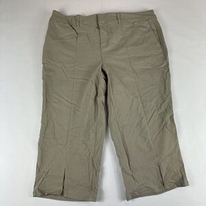 Avenue Stretch Pull On Capri Dress Pants Womens 16 Beige‎ Khaki Slacks Trousers